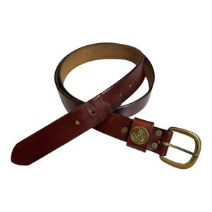Royden Brown Leather Winchester Shotgun Shell Belt Solid Brass Buckle Size 38